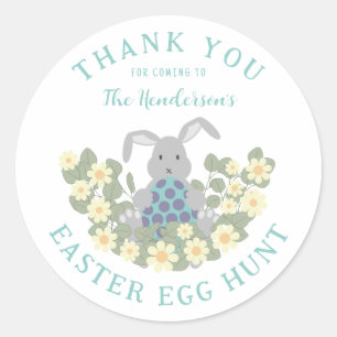 Easter Egg Hunt Bunny Floral Thank You Classic Round Sticker
