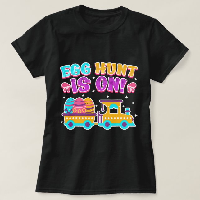 Easter Egg Hunt Bunny Funny Train Easter Boys Todd T-Shirt (Design Front)