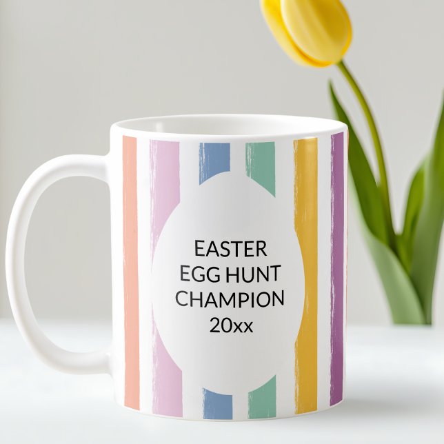 Easter Egg Hunt Champion Colourful Modern Striped Coffee Mug (Easter Egg Hunt Champion Colorful Modern Striped Coffee Mug)