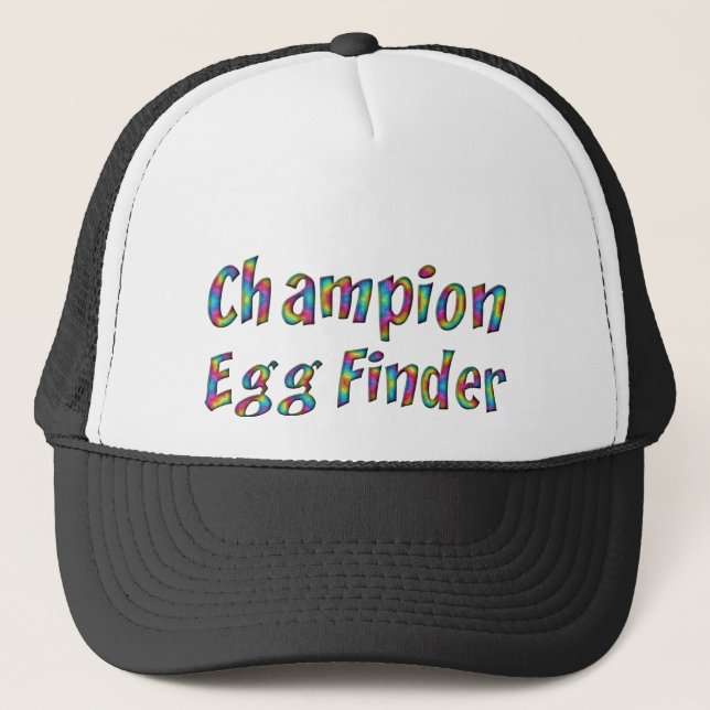Easter Egg Hunt Champion Egg Finder Funny Colourfu Trucker Hat (Front)