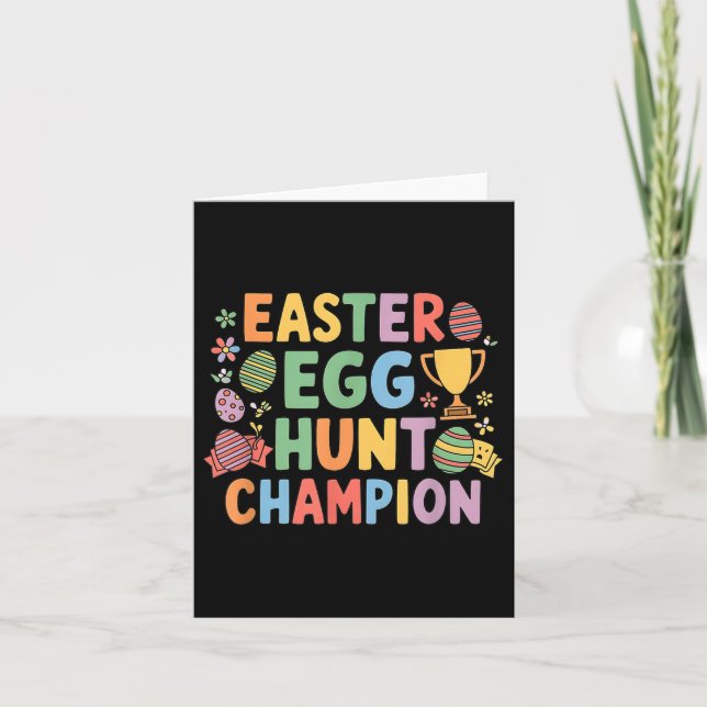 Easter Egg Hunt Champion Funny Easter Bunny  Card (Front)