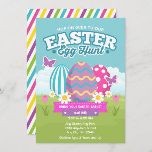 Easter Egg Hunt Colourful Eggs  Invitation