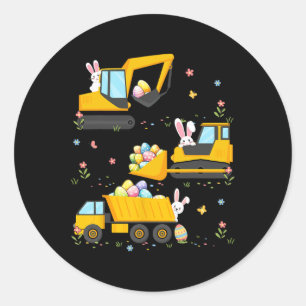 Easter Egg Hunt Construction Trucks Toddler Boys Classic Round Sticker