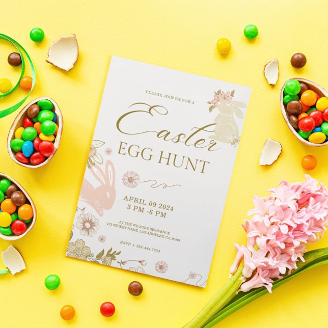Easter Egg Hunt Cute Bunnies and eggs frame Invitation (Creator Uploaded)