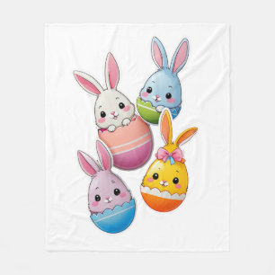 Easter Egg Hunt Cute Bunny Rabbit Fleece Blanket