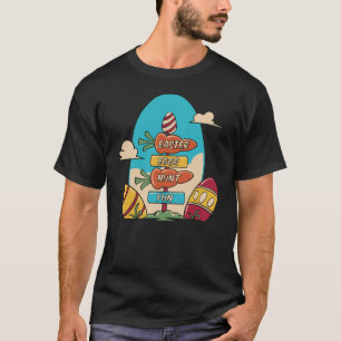 Easter Egg Hunt Cute Spring Bunny & Eggs Illustr T-Shirt