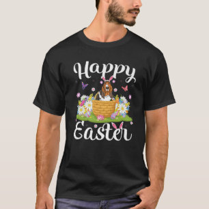 Easter Egg Hunt Floral Basset Hound Dog Easter Sun T-Shirt