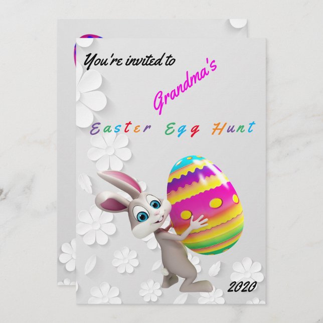 Easter Egg Hunt Floral Invitation (Front/Back)