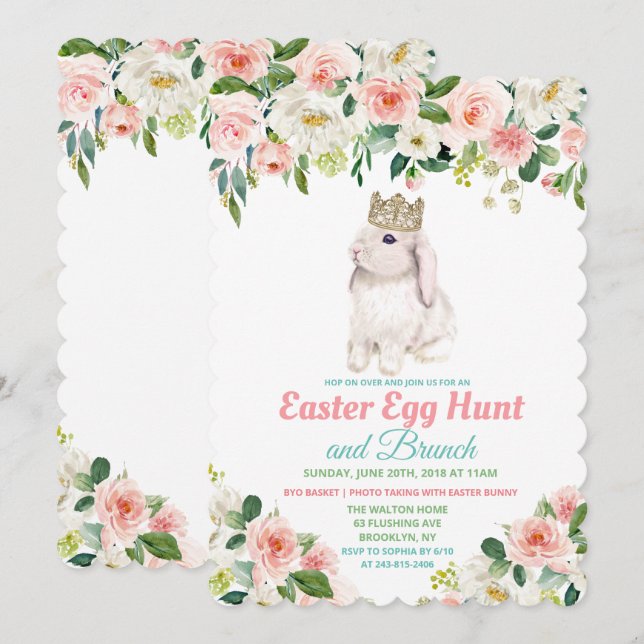 Easter Egg Hunt Floral Watercolor Invitation (Front/Back)
