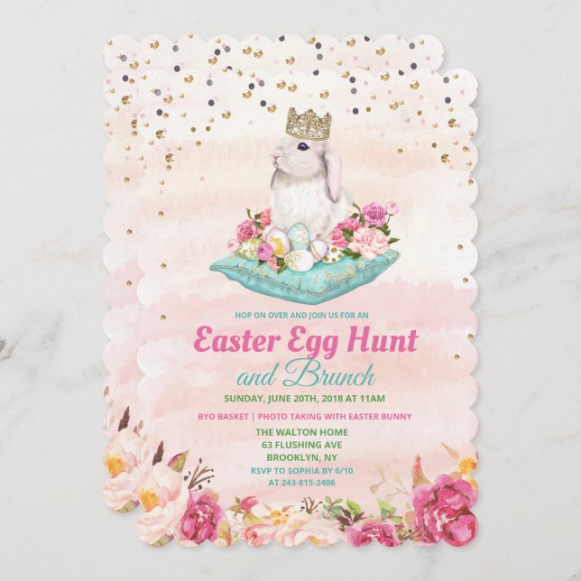 Easter Egg Hunt Floral Watercolor Invitation (Front/Back)