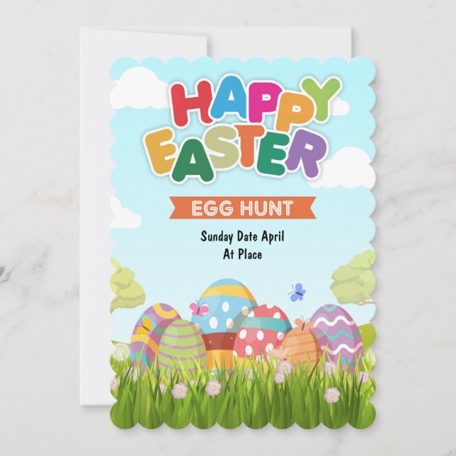 Easter egg hunt holiday card (Front)