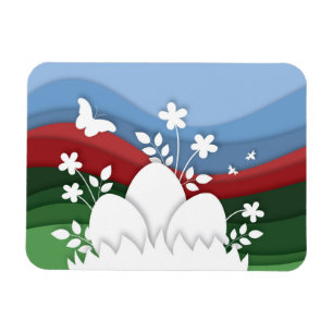 Easter egg hunt in spring flower nature magnet