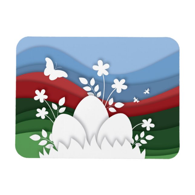 Easter egg hunt in spring flower nature magnet (Horizontal)