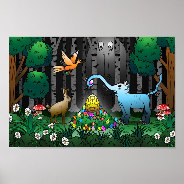 Easter egg hunt in the forest poster (Front)