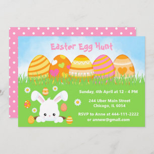 Easter Egg Hunt in Yellow, Orange and Pink Invitation