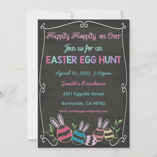 Easter Egg Hunt Invitation, Easter Egg Party Invitation (Front)