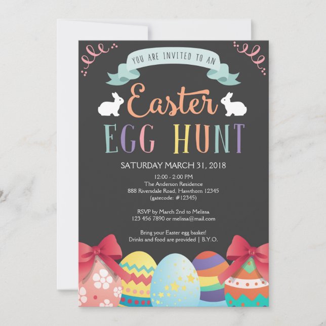 Easter Egg Hunt Invitation, Egg Hunt Invite (Front)