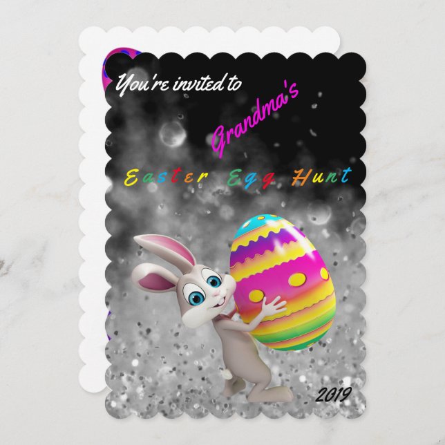 Easter Egg Hunt Invitation - Personalise Name/Year (Front/Back)