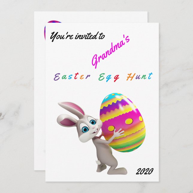 Easter Egg Hunt Invitation - Personalise Name/Year (Front/Back)