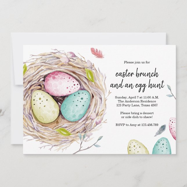 Easter Egg Hunt Invite Brunch Spring Celebration (Front)