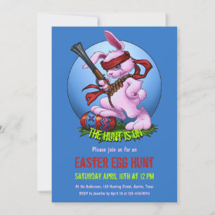 Easter Egg Hunt is ON Funny Bunny Hunter Invitation