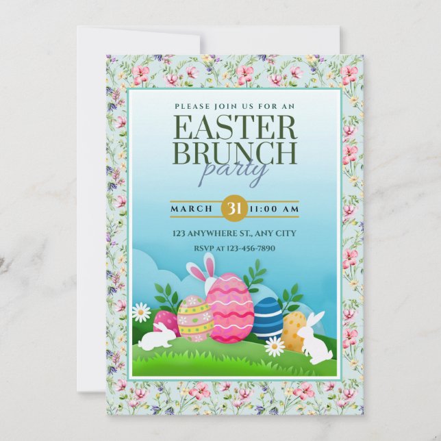 Easter Egg Hunt, Kids Easter Celebration Party Invitation (Front)