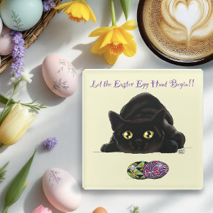 Easter Egg Hunt Kitty Glass Coaster