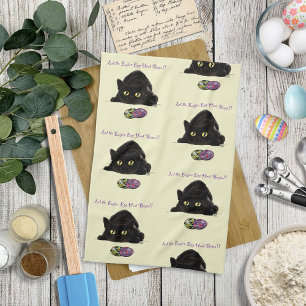 Easter Egg Hunt Kitty Tea Towel