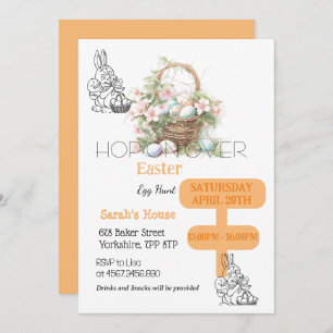 Easter Egg Hunt On Over Bunny Brunch Invitation