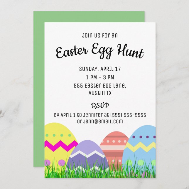 Easter Egg Hunt Party Invitation (Front/Back)