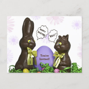 Easter Egg Hunt Party Invite with chocolate bunny