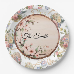 Easter Egg Hunt Party with Family Name Paper Plate