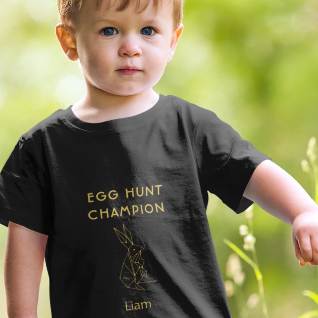 Easter Egg Hunt Personalised Cute Black Bunny Baby T-Shirt (Creator Uploaded)