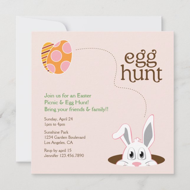 Easter Egg Hunt Picnic Invitation (Front)