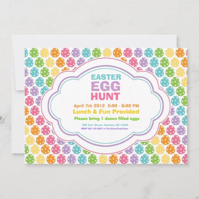 Easter Egg Hunt Rainbow Invitations (Front)