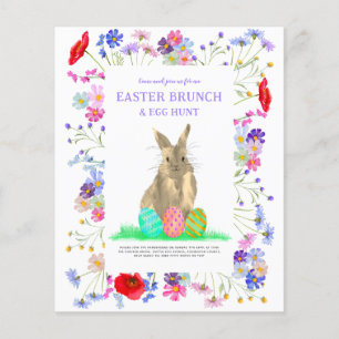 Easter Egg Hunt Spring Brunch Bunny Floral Budget  Flyer