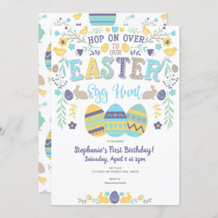 Easter egg hunt, Spring, Bunny, Girl Birthday Invitation