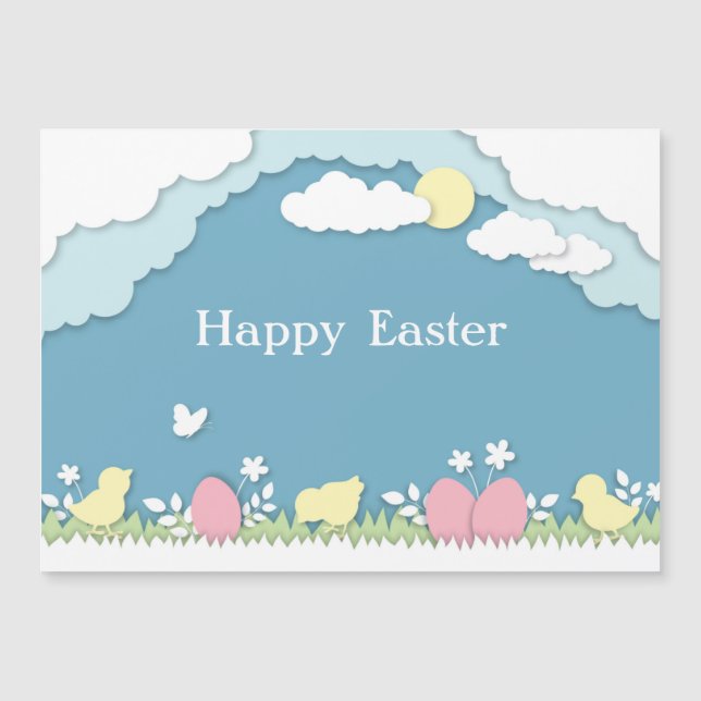 Easter egg hunt, spring holidays papercut nature (Front)