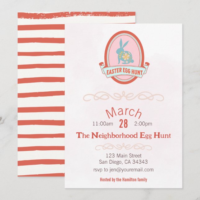 Easter Egg Hunt Spring Party Invitation (Front/Back)