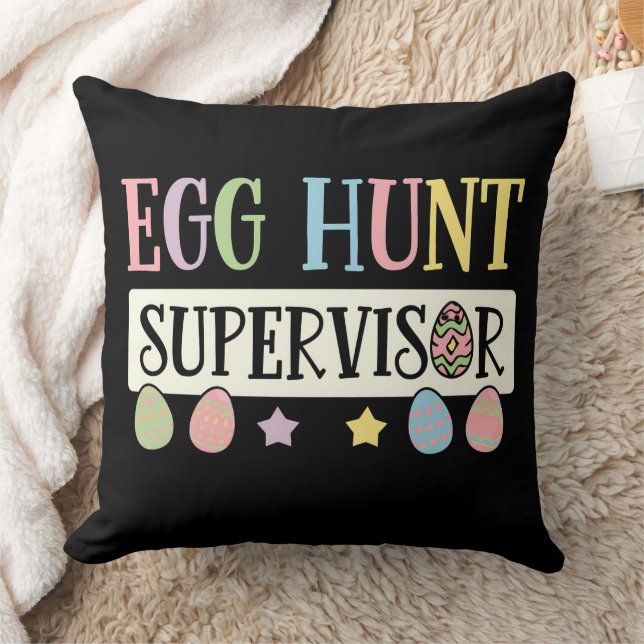 Easter Egg Hunt Supervisor Funny Family Easter Cushion (Blanket)
