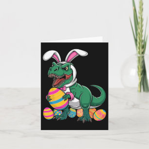 Easter Egg Hunt T Rex Dinosaur Bunny Happy Eastraw Card