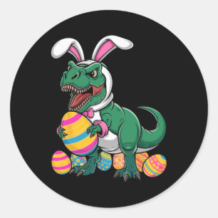 Easter Egg Hunt T Rex Dinosaur Bunny Happy Eastraw Classic Round Sticker