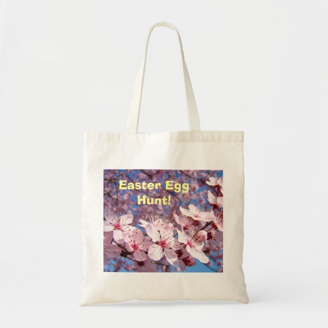 Easter Egg Hunt tote bags Pink Spring Blossoms (Front)