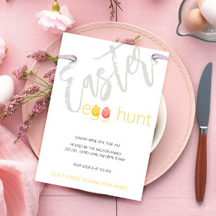Easter Egg Hunt Watercolor Illustration Invitation