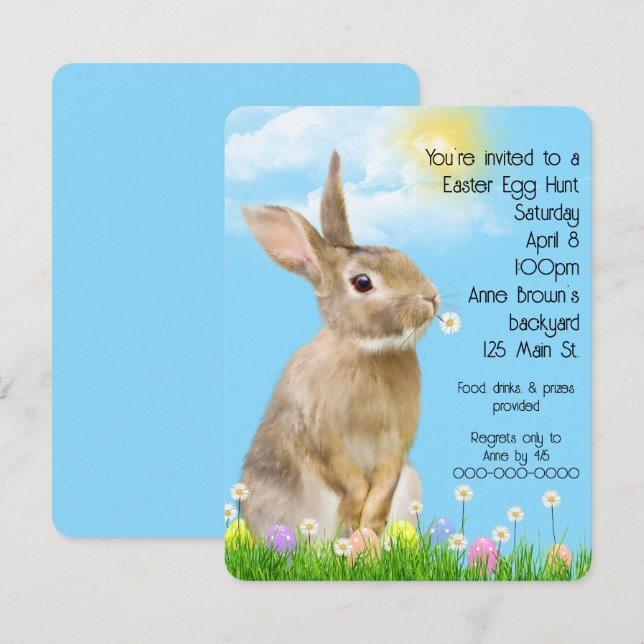 Easter Egg Hunt with Bunny  Invitation (Front/Back)