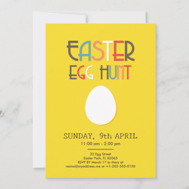 Easter Egg Hunt Yellow Invitation with custom text (Front)