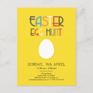 Easter Egg Hunt Yellow Invitation with custom text Postcard