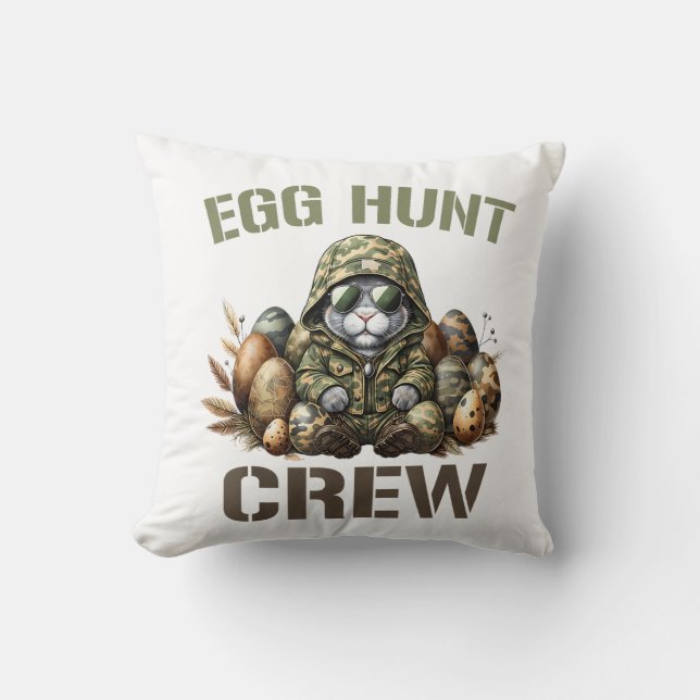 Easter Egg Hunter Crew Camo Hunting Easter Day T-S Cushion (Front)