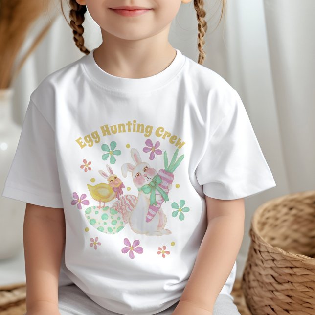 Easter Egg Hunting Crew Cute Bunny Chick Modern  T-Shirt (Creator Uploaded)