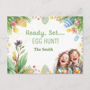 Easter egg hunting invitation postcard